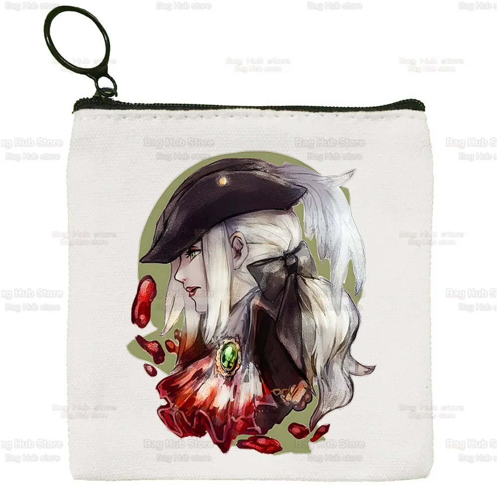 Bloodborne Hunter Game Women's Bag Pure Marker Symbol White Bag Cloth Bag Coin Blood Borne Maria Purse Bag Handbag