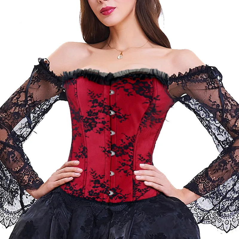 

Casual Ladies Court Lace Top Corset Slotted Neck Corset Retro Style Victorian Tank Top Fashion Print Summer Top Cosplay Costume