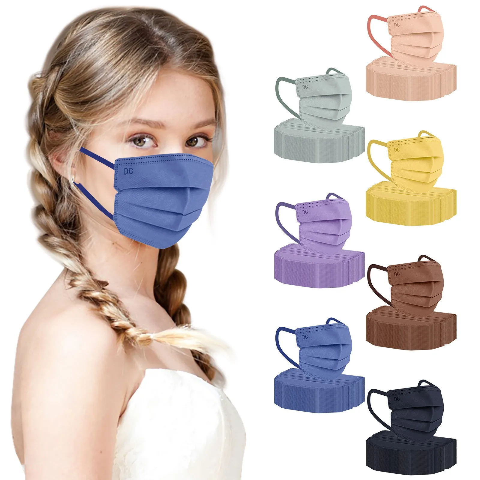 

50pcs Morandi Color 4d Face Cover Children Kids Mondkapje Outdoor Anti-fog Dust-proof Mascarilla Monder Halloween Cosplay Mask