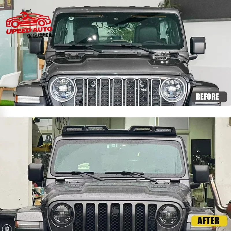 Фото Подходящие внедорожные аксессуары 4x4: балка на крышу и прожекторы для Jeep Wrangler JL 2018-2025 (4 шт.) №4