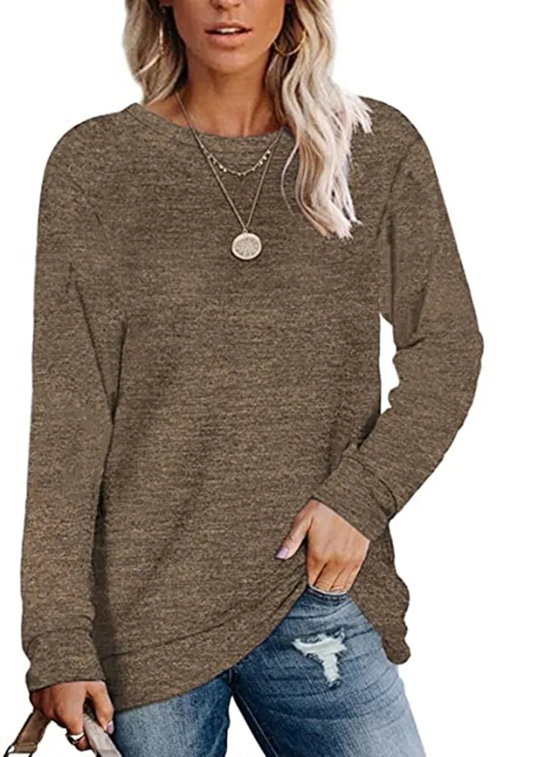 

Sweatshirts For Women Long Sleeve Shirts Crew Neck Plain Fashion Clothes Casual Sweaters Tops 2022 New