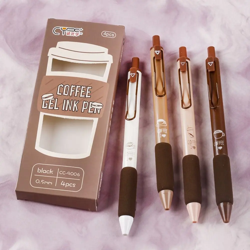 

4 шт. нейтральная ручка гелевая ручка в форме кофейных зерен набор мягкая Шариковая ручка для хлеба 0,5 мм черные чернила для письма творческие канцелярские принадлежности