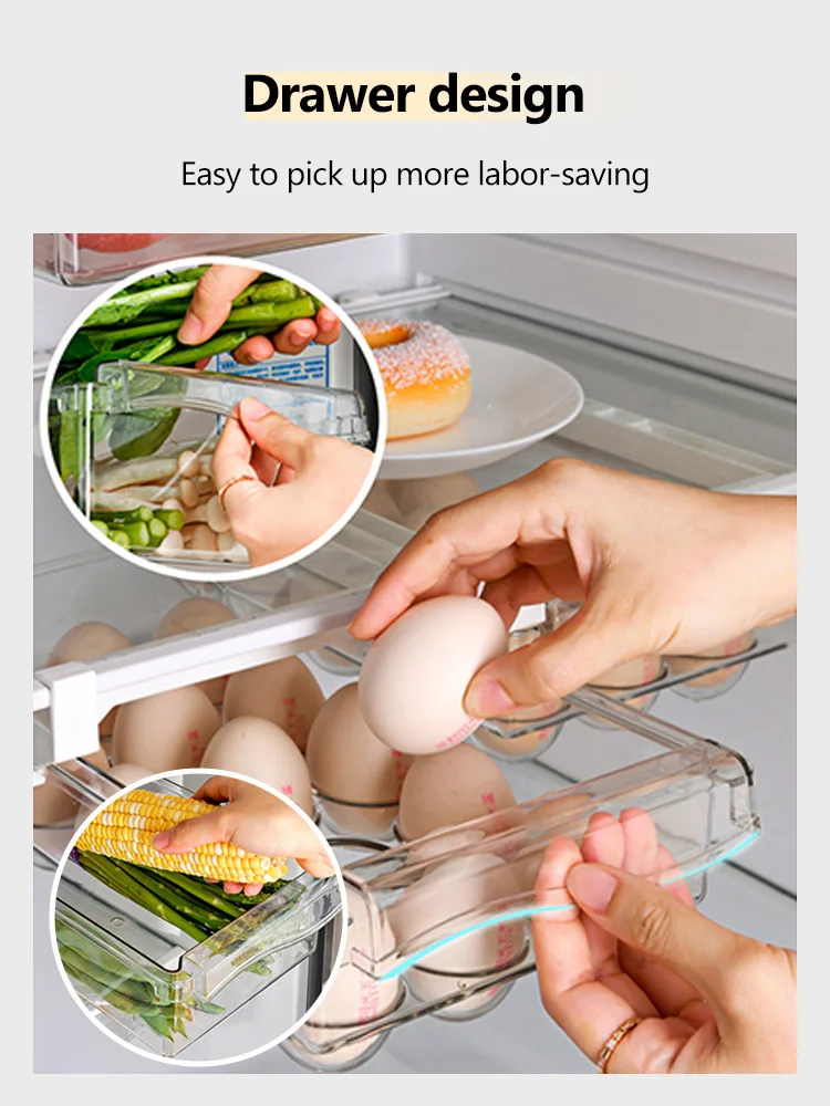 Ящик для хранения еды в холодильнике прозрачный стеллаж подставка под полку