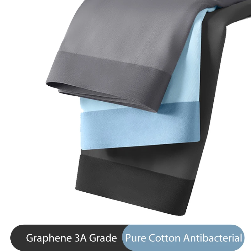 Brand 3pcs Men's Boxer Graphene 3A Grade Antibacterial Shorts Underwear Pure Cotton Moisture Absorbent Soft Elastic Men Panties