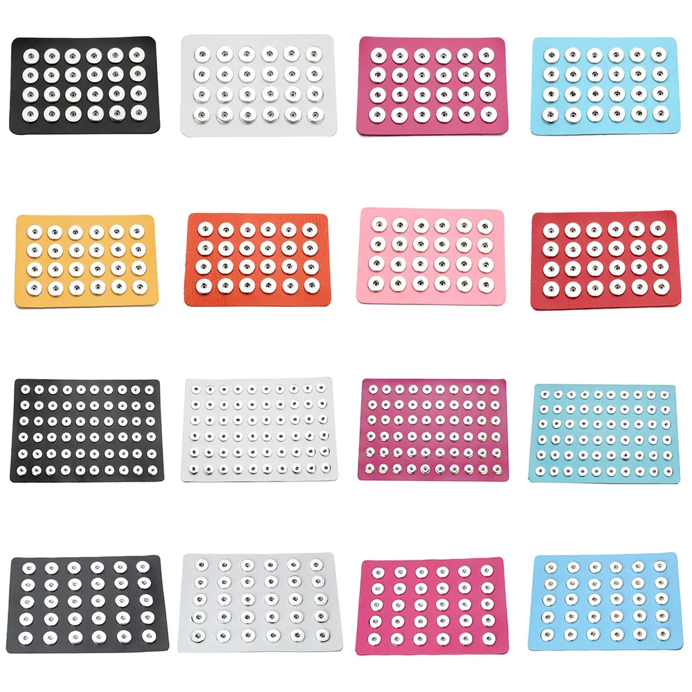 

New 18MM Snap Button Jewelry Display Board 11 Color PU Leather Display for 24pcs and 30pcs and 60pcs Snap Buttons Display Holder