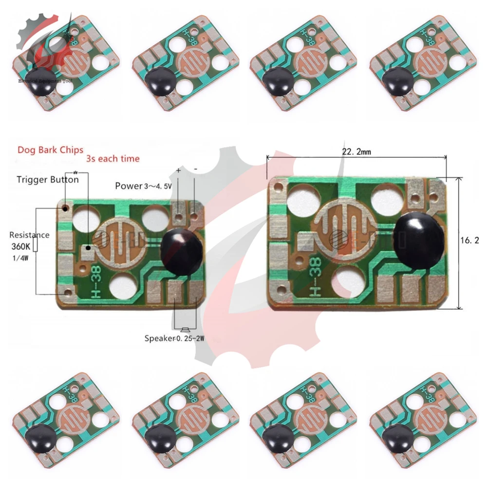1/5/10PCS Sound Module DC 3V-4.5V Dog Barking Music Chip Animal Voice Sound Module Trigger Button Play For DIY Board Toy 22*16mm