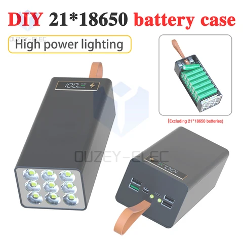 21x18650 Аккумулятор Power Bank Чехол Держатель зарядного устройства Супер Фары Съемный DIY Мобильный комплект питания Зарядный банк Shell