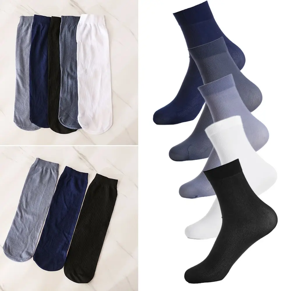 

10 Pairs/pack Men's Stripe Ultra-thin Summer Socks Solid Color Business Black Casual Male White Adult Breathable Sock