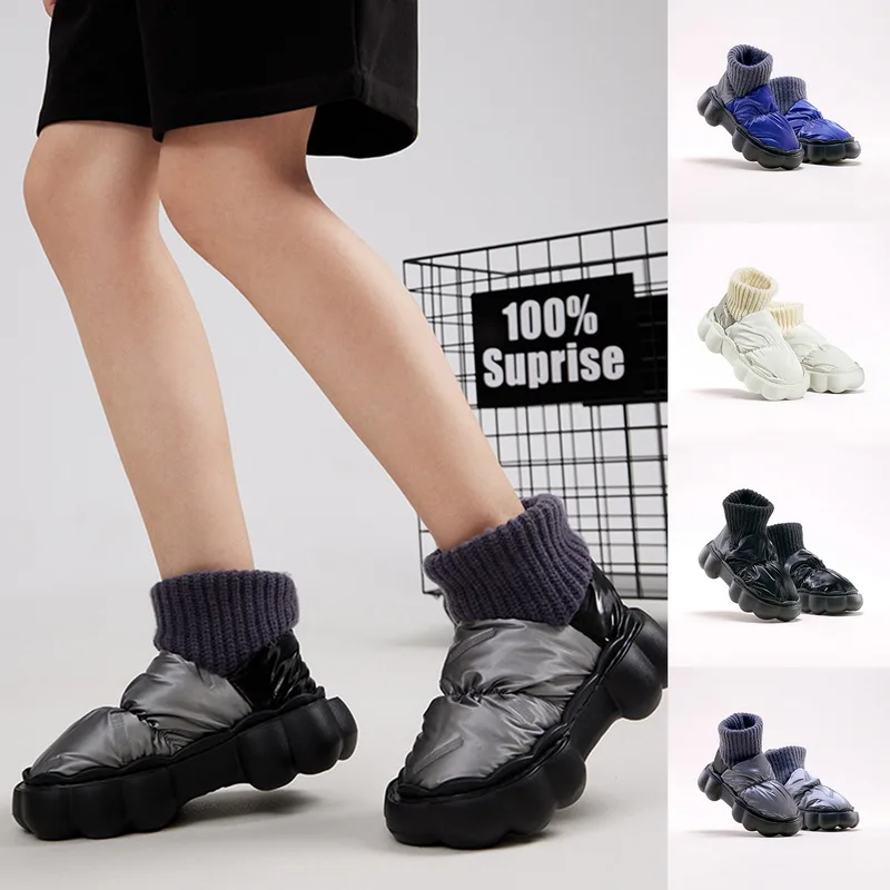 

Women Waterproof Indoor Slippers Men Winter Plush Shoes Thick Sole Couples Home Floor Boots Ladies Platform Slipper Casual Boots