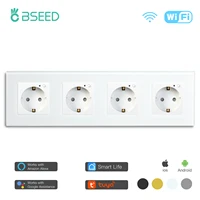 bseed eu standard four wifi wall socket crystal glass panel electrical outlet white black gold 110v 250v for home