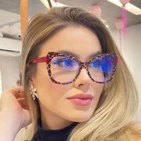 2022 new fashion leopard cat eye optical anti blue glasses women vintage patch transparent eyeglasses female spectacles oculos