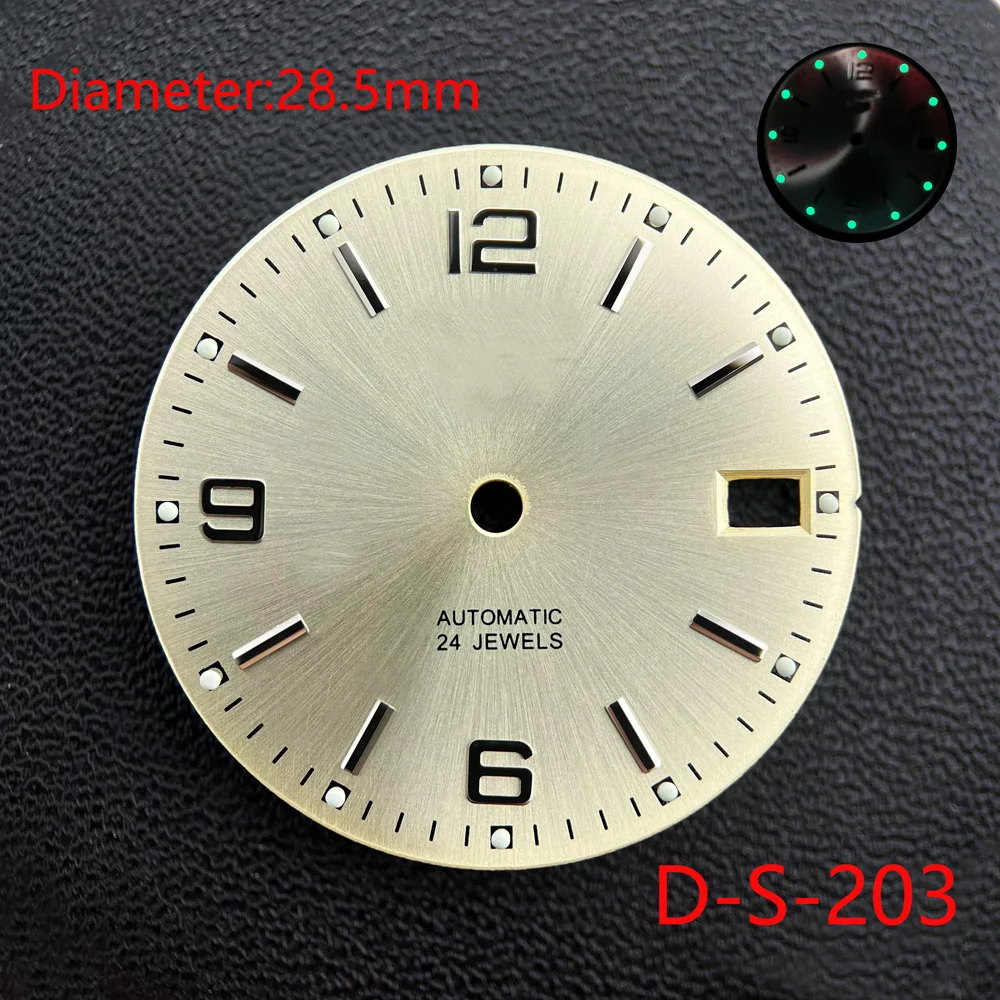 28.5mm Green Luminous Modification  Dial Watches Accessories for NH35 NH36 Automatic Movement  With S Logo