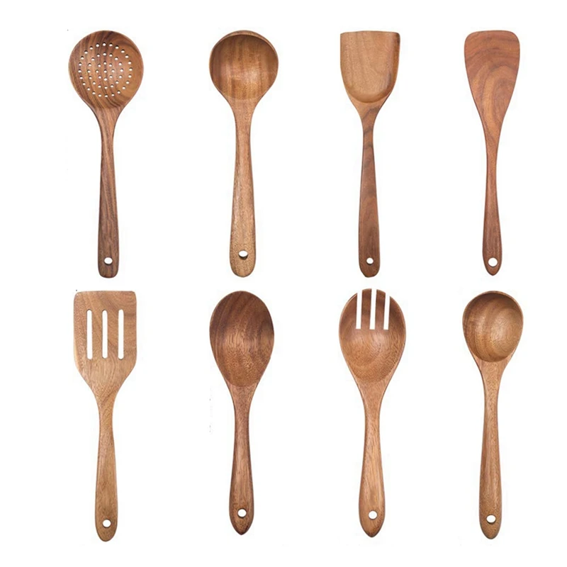 

Wooden Spoons For Cooking,Nonstick Kitchen Utensil Set,Wooden Spoons Cooking Utensil Set (Teak 24 Pack)