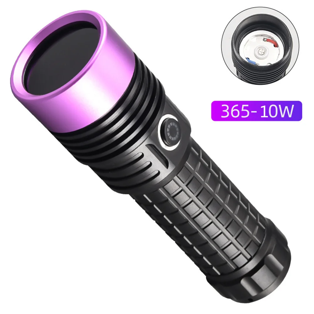 Мощный 365NM УФ фонарик черный зеркальный фиолетовый флуоресцентный фонарь USB
