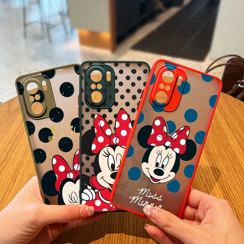 

Disney Minnie Cute Art Case Phone For Redmi K40 K30 K20 10 10C 9T 9C 9A 9 8A 8 GO 7 6 Pro Frosted Translucent Matte Cover