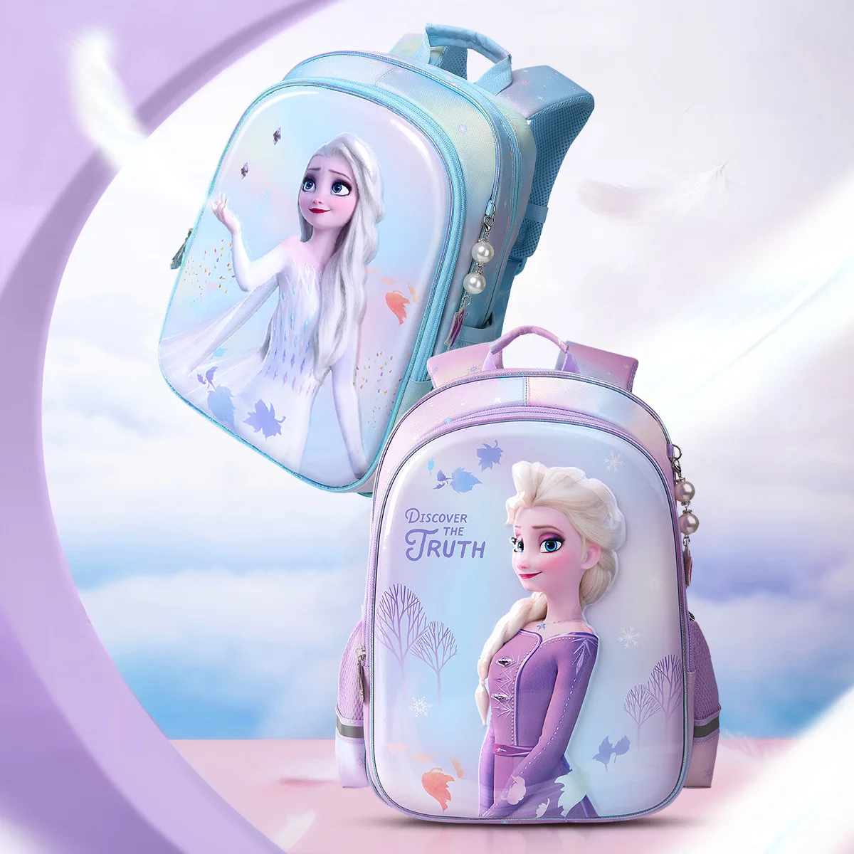 Disney Schoolbag Aisha Princess Girls School Bag Fashion Cartoon Load Reduction Large Capacity Backpack Girls Travel Bag