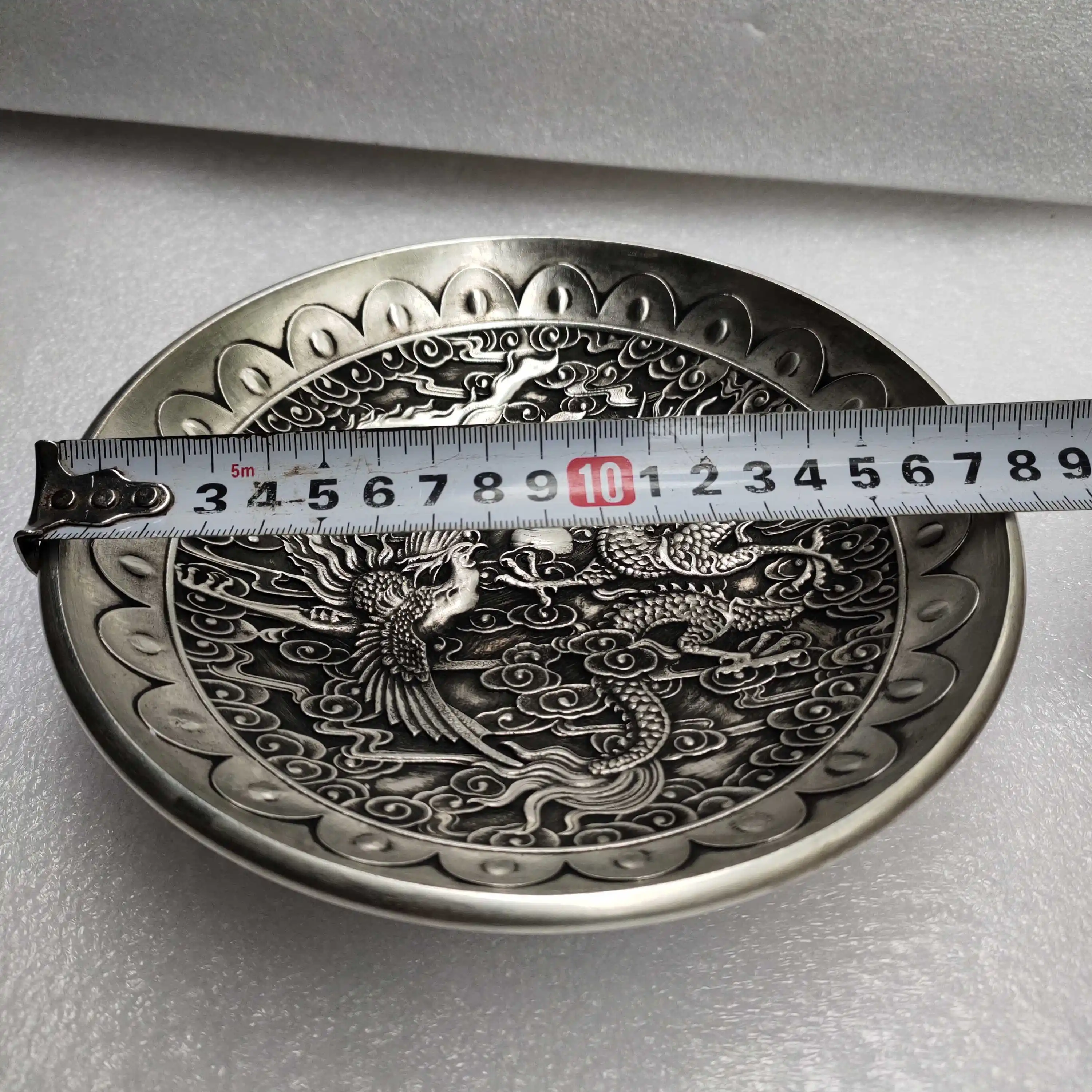 Античная Коллекция Посуды из бронзы Белая медная Посеребренная тарелка с