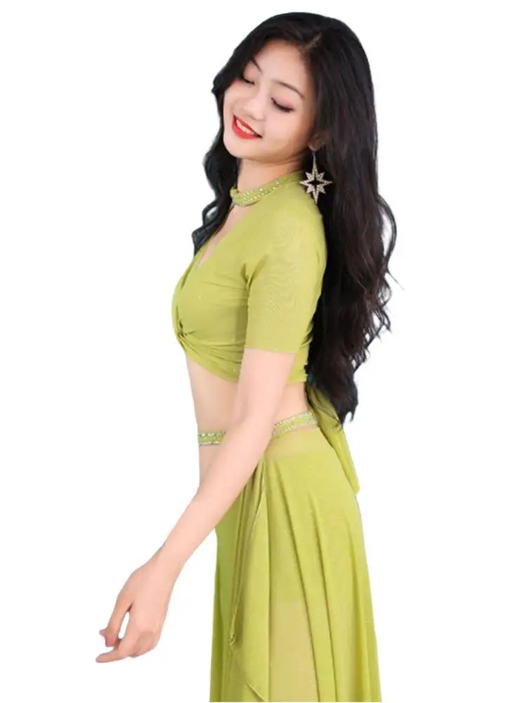 

Женский костюм для танца живота, однотонная длинная юбка с разрезом и открытыми пуговицами