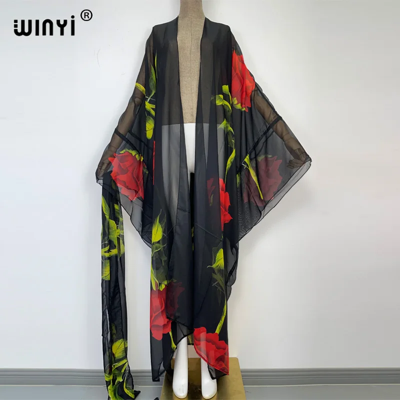 WINYI Sommer Frauen Strickjacke stich robe Cocktail sexy Boho Maxi Afrikanischen Urlaub Batwing Hülse 2022 Robe kimono KAFTAN
