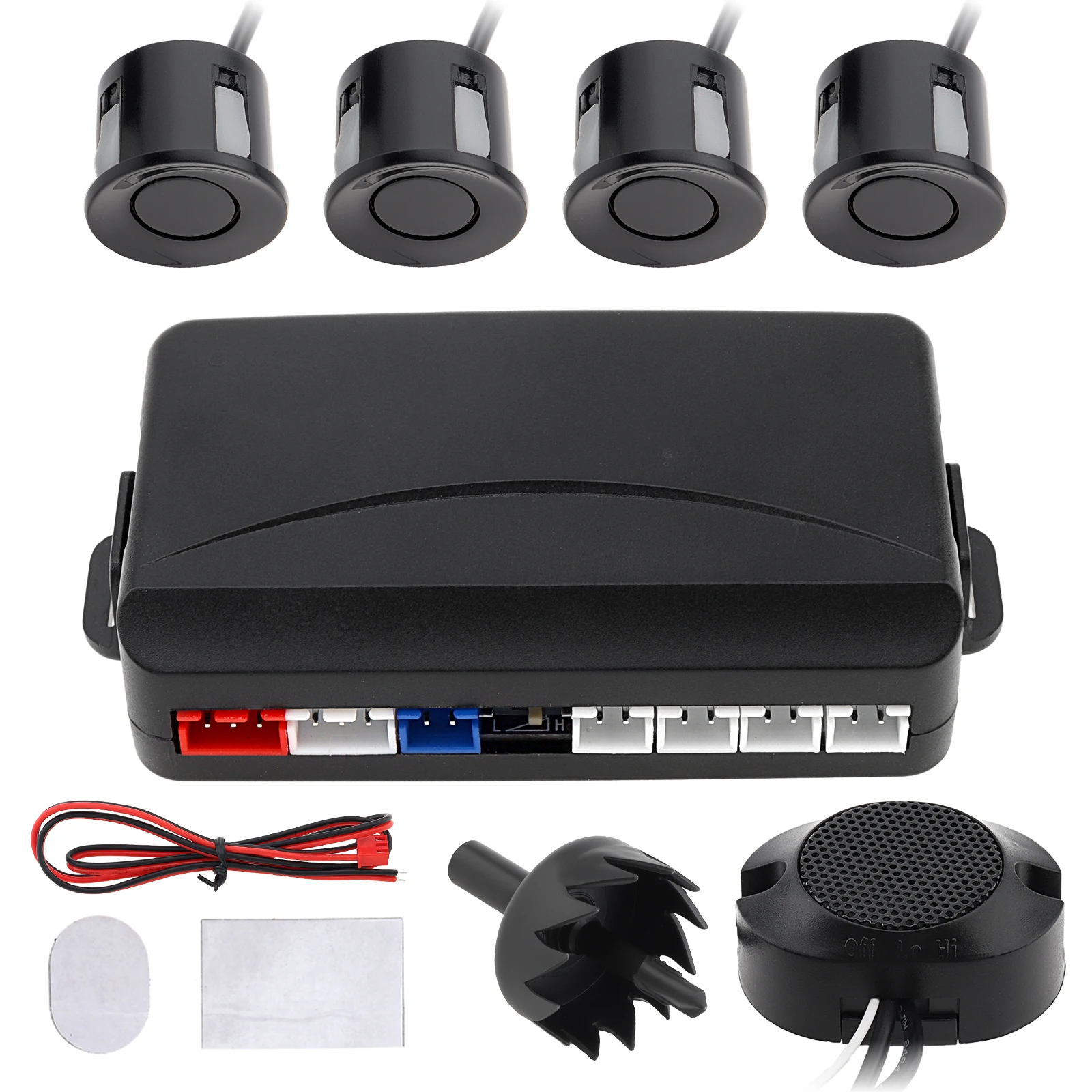 

4-сенсорная водонепроницаемая система датчиков парковки автомобиля, подходящая для Android DVD-автомобильного плеер с цифровым дисплеем, звуковая подсказка зуммера