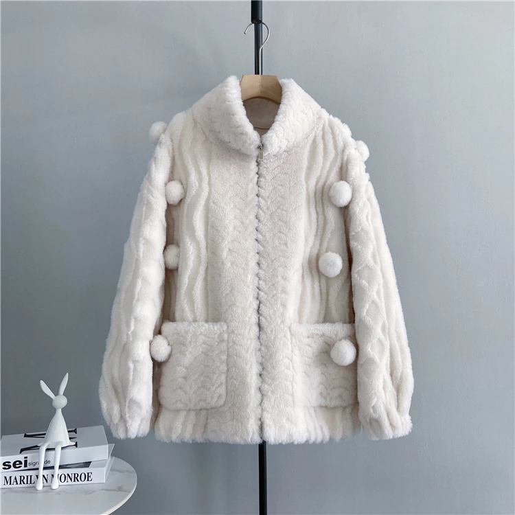 2023 Fashion Luxury Winter Jacket Women Real Fur Coat Female Casual Warm Long Sleeve Solid Soft Thick Outerwear Tops F27