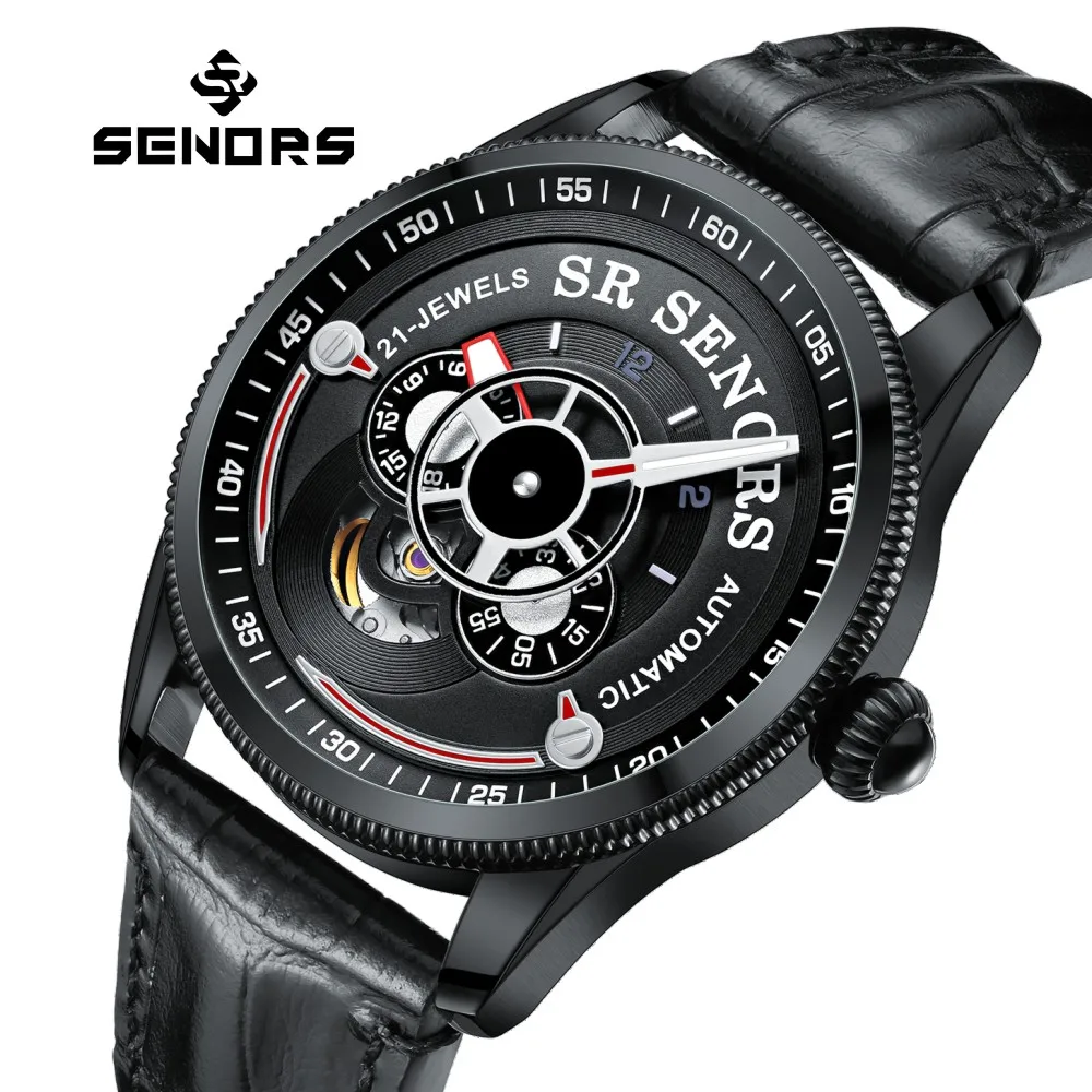 

SENORS SN334 Men`s Watch Automatic Japan MIYOTA 82S7 MOVT Mechanical Watches Men Sapphire Glass Skeleton Clock 5ATM 316L Case