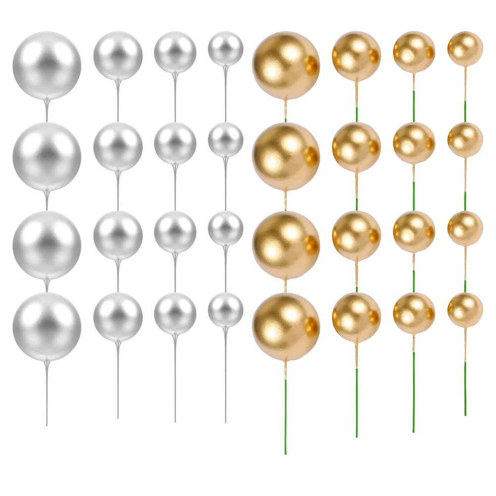 

40pcs Mini Ball Cupcake Toppers Round Ball Cupcake Picks Decorative Toppers Cake Decorationations
