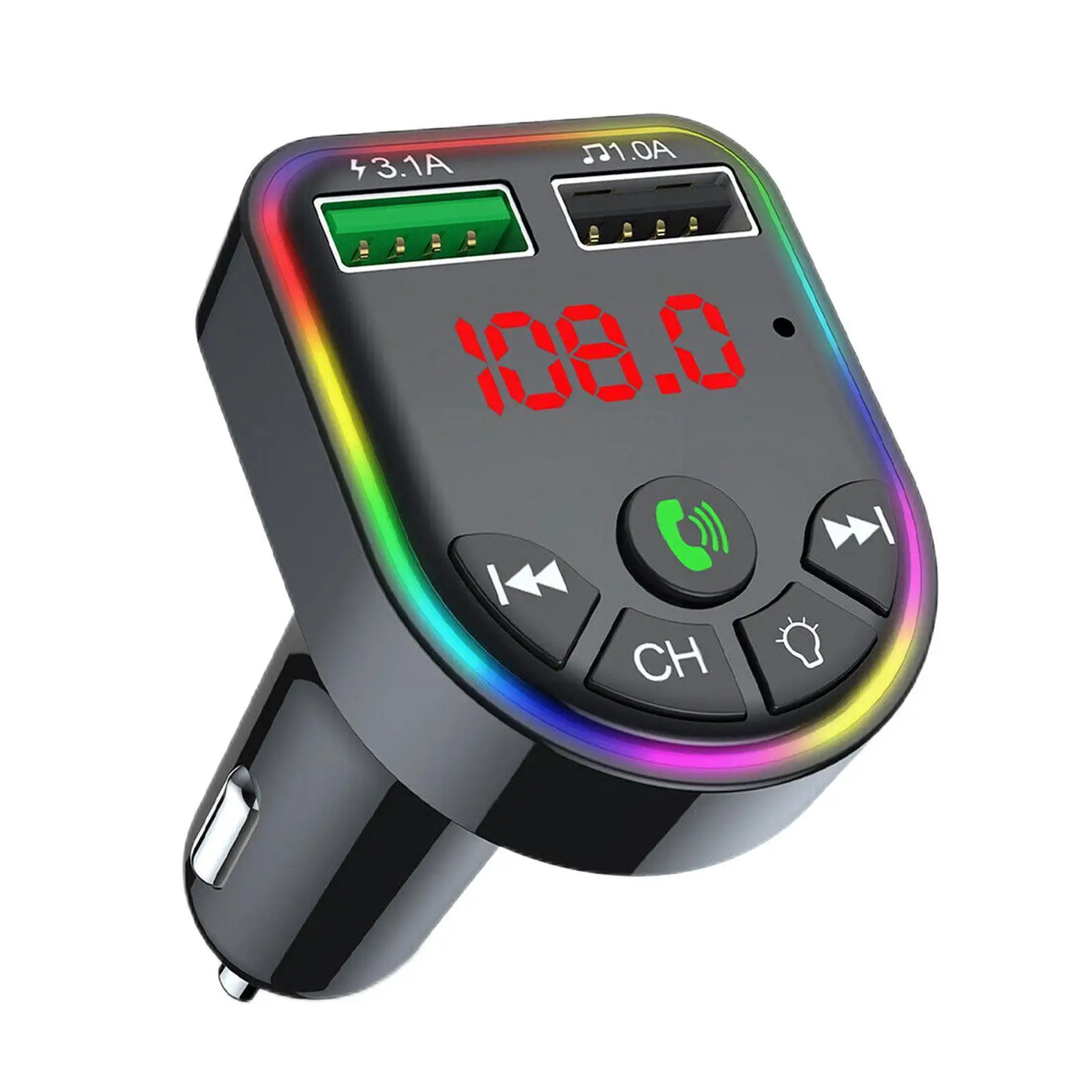 

Car Bluetooth Player Fm Transmitter Car Kit Mp3 Modulator Handsfree Player Audio 2 Charger Receiver Usb Quick V9k5
