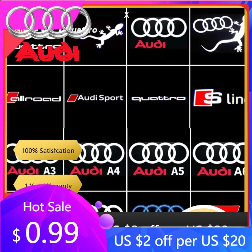 Фото Колпаки на колесные диски (2/4 шт.) с LED-подсветкой для Audi: Audi S LINE, S, TT, RS, A1, A3, A4, A5, Q3, Q5, Q7, Q8, Audi Gecko, Quattro, Floo. №1