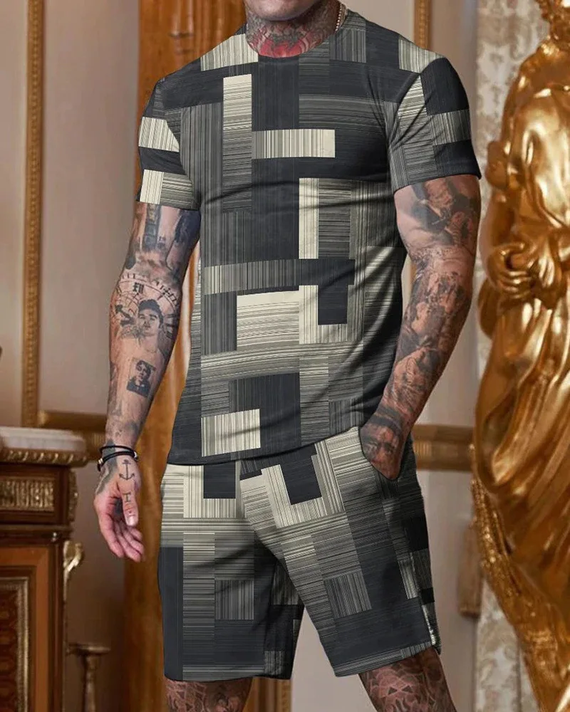 Костюм мужской Пляжный из 2 предметов футболка оверсайз и шорты Повседневная