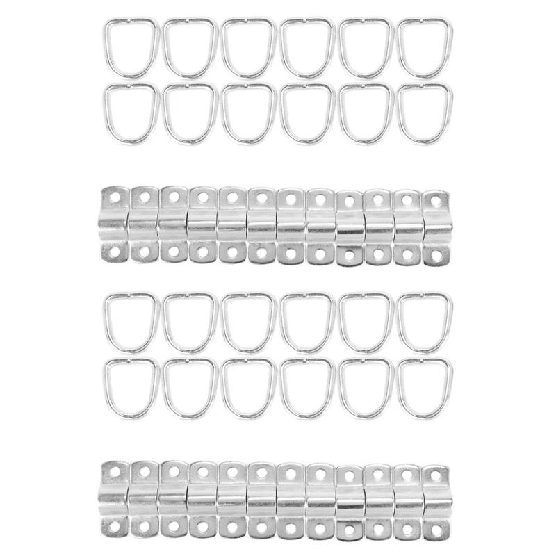 

24 Pack D-Ring Tie Downs, 1/4 Inch D-Rings Anchor Lashing Ring For Loads On Trailers Trucks Rv With Mounting Bracket