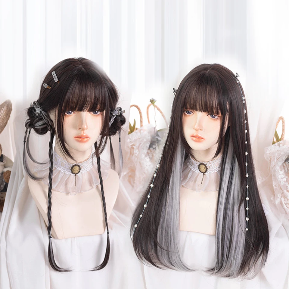 

DIFEI Synthetic Wigs With Bangs Suitable For Women's Natural Heat Resistant Hair Wigs Suitable For Daily Party And Cosplay