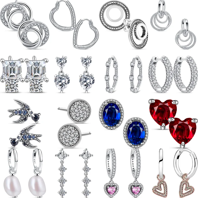 

Pantaro 925 Sterling Silver Heart CZ Cubic Zircon Timeless Love Hoop Earrings For Women Silver 925 Original Fashion Jewelry Gift