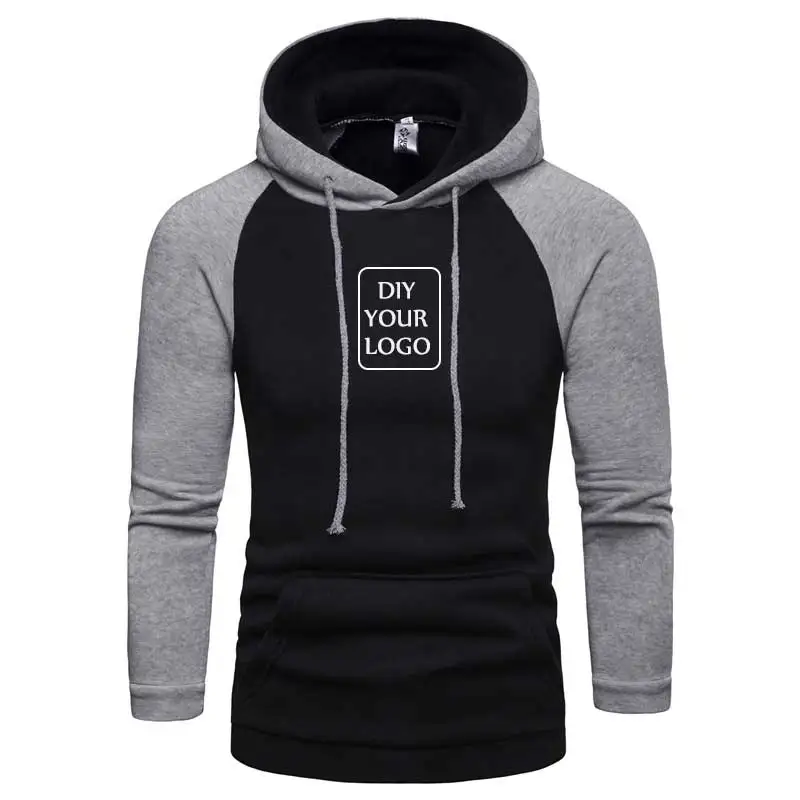 

Толстовка мужская с капюшоном, Повседневный пуловер «сделай сам» с индивидуальным логотипом, с фото, одежда для улицы