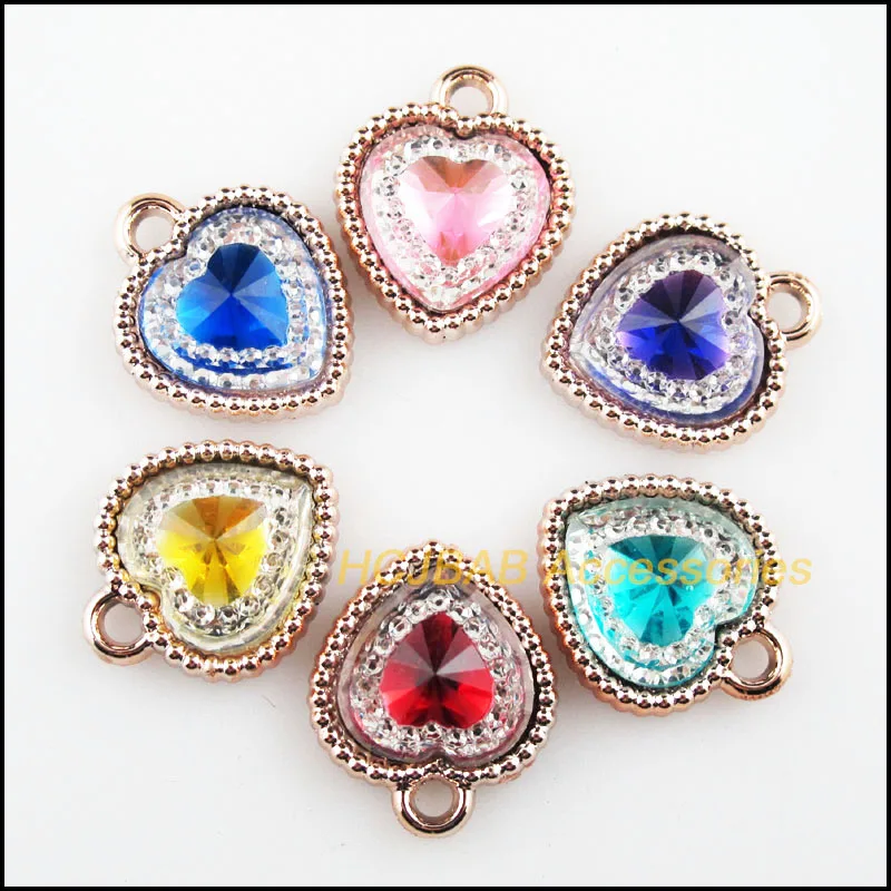 

24Pcs New Heart Charms KC Gold Color Resin Mixed Acrylic Pendants 15.5x18.5mm