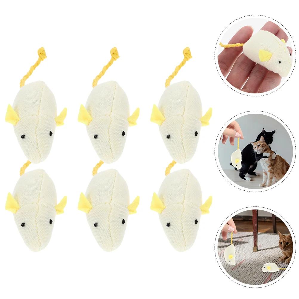

6 Pcs Cat Toys Mouse Compact Plaything Vocalize Mice Shape Kitten Plush Biting