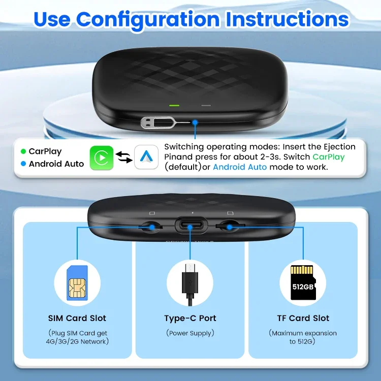 Автомобильные аксессуары 128 ГБ Sm6115 Мультимедиа Проводной к беспроводному Smart Ai Box