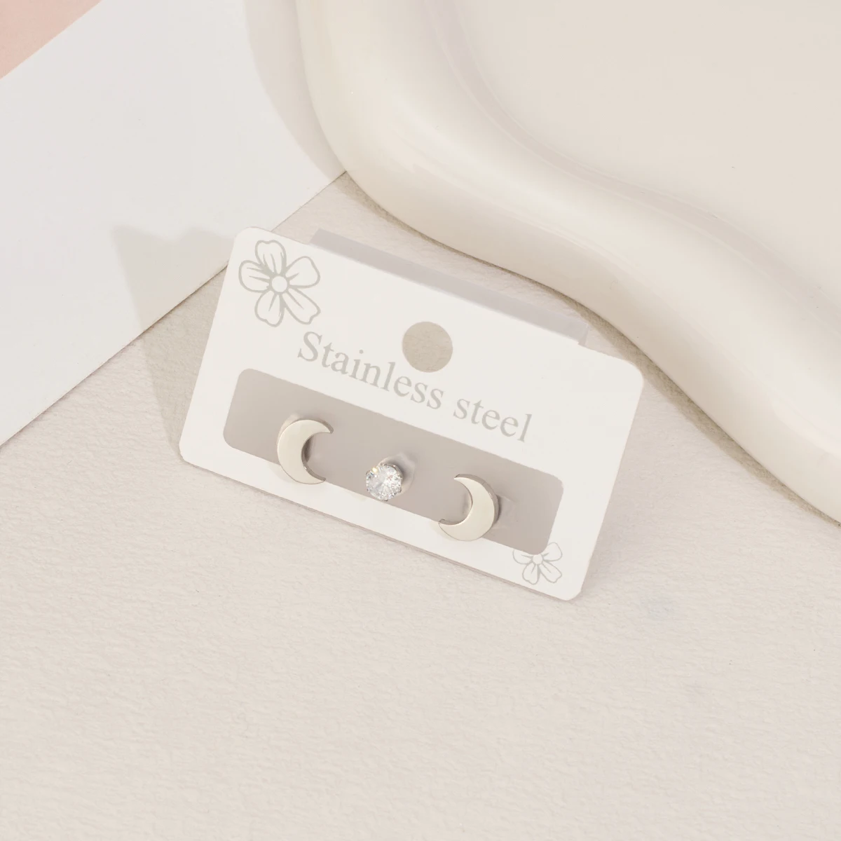 Простые серьги-гвоздики с луной для женщин гипоаллергенные серебряные серьги из