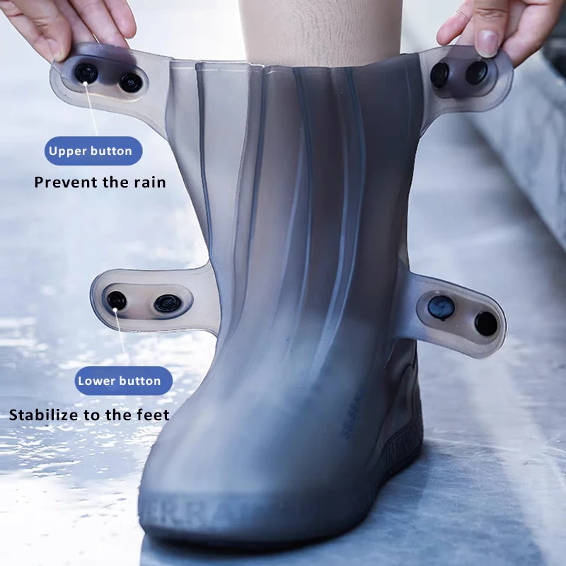High Lever Waterproof Silicon Shoe Covers Women and Men Sneaker Protector Covers with Button Anti-skid Washable Galoshes