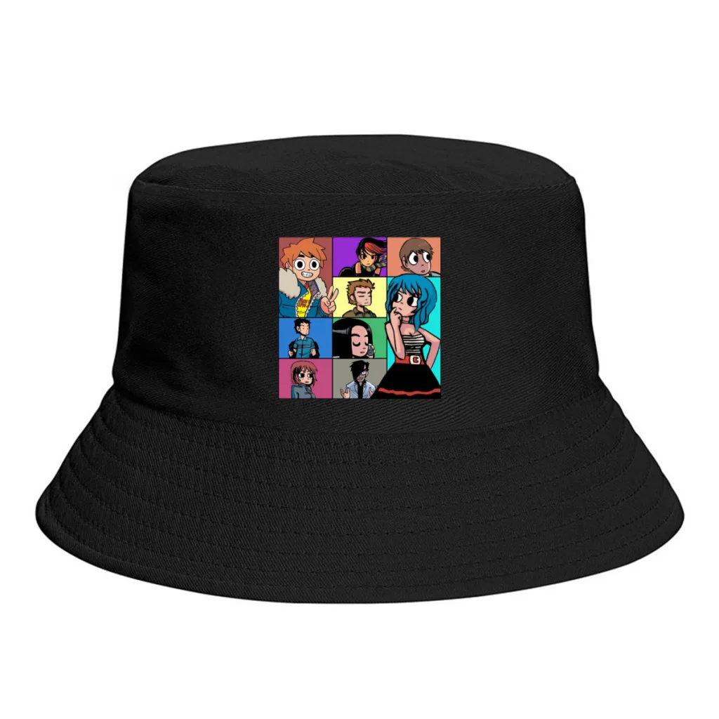 

Cartton Characters Fisherman Hats Woman Man Vintage Scott Pilgrim VS The World Game Autumn Bucket Hat Beach Sun Hat