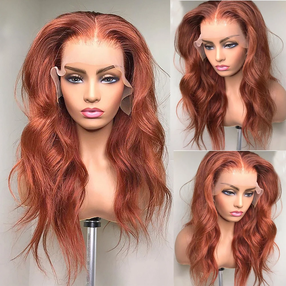 Red Ginger Body Wave Lace Front Wig human hair Colored 13x6 Lace Frontal Human Hair Wigs For Women Brazilian hair HD Transparent