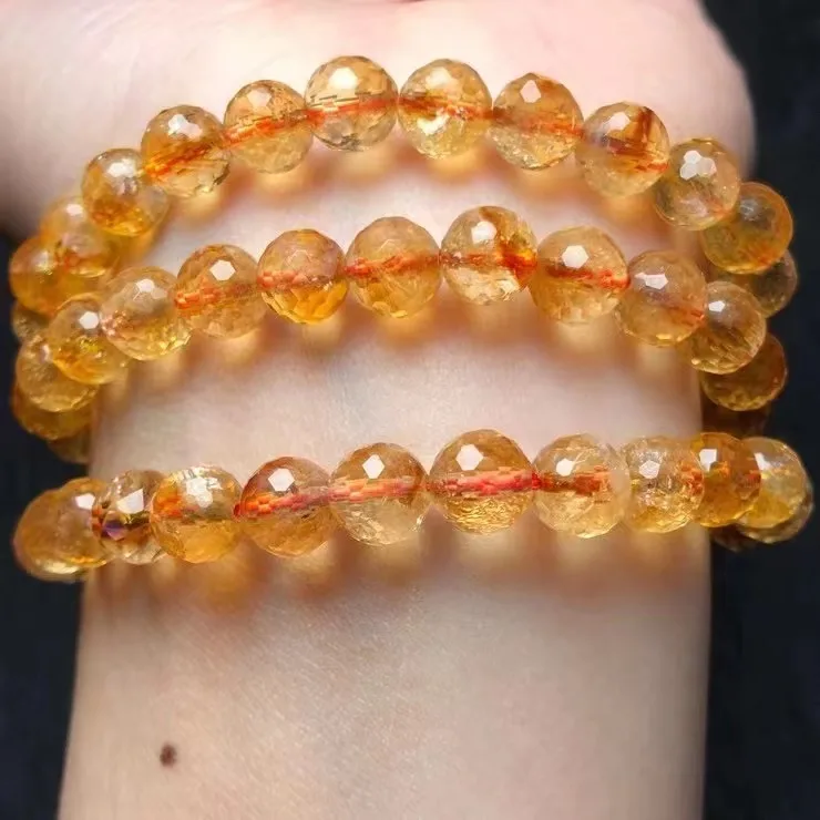 

Оптовая продажа, браслет из бусин с гранями из натурального цитрина 7 мм хорошего качества, специальные ювелирные изделия, подарок для заживления