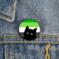 aromantic pride cat pin custom cute brooches shirt lapel teacher tote bag backpacks badge cartoon gift brooches pins for women