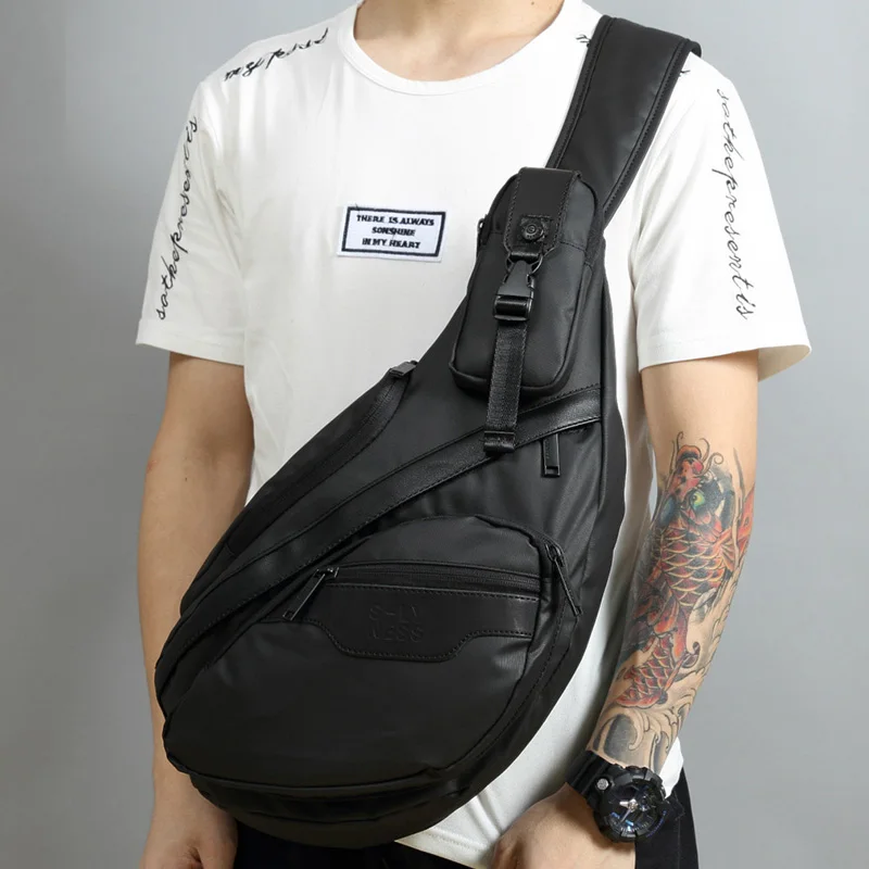 

Рюкзак мужской с высокой спинкой, водонепроницаемый мессенджер через плечо, модный качественный ранец, повседневная нагрудная сумка на ремне, нейлоновый