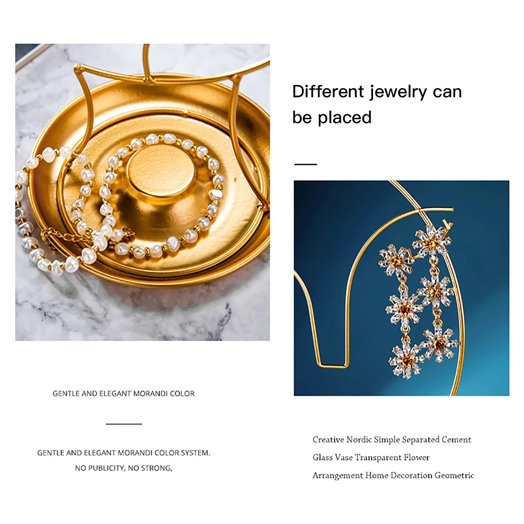 Metal Crafts Jewelry Display Rack Storage for Decor Women Rings Necklace Trinket