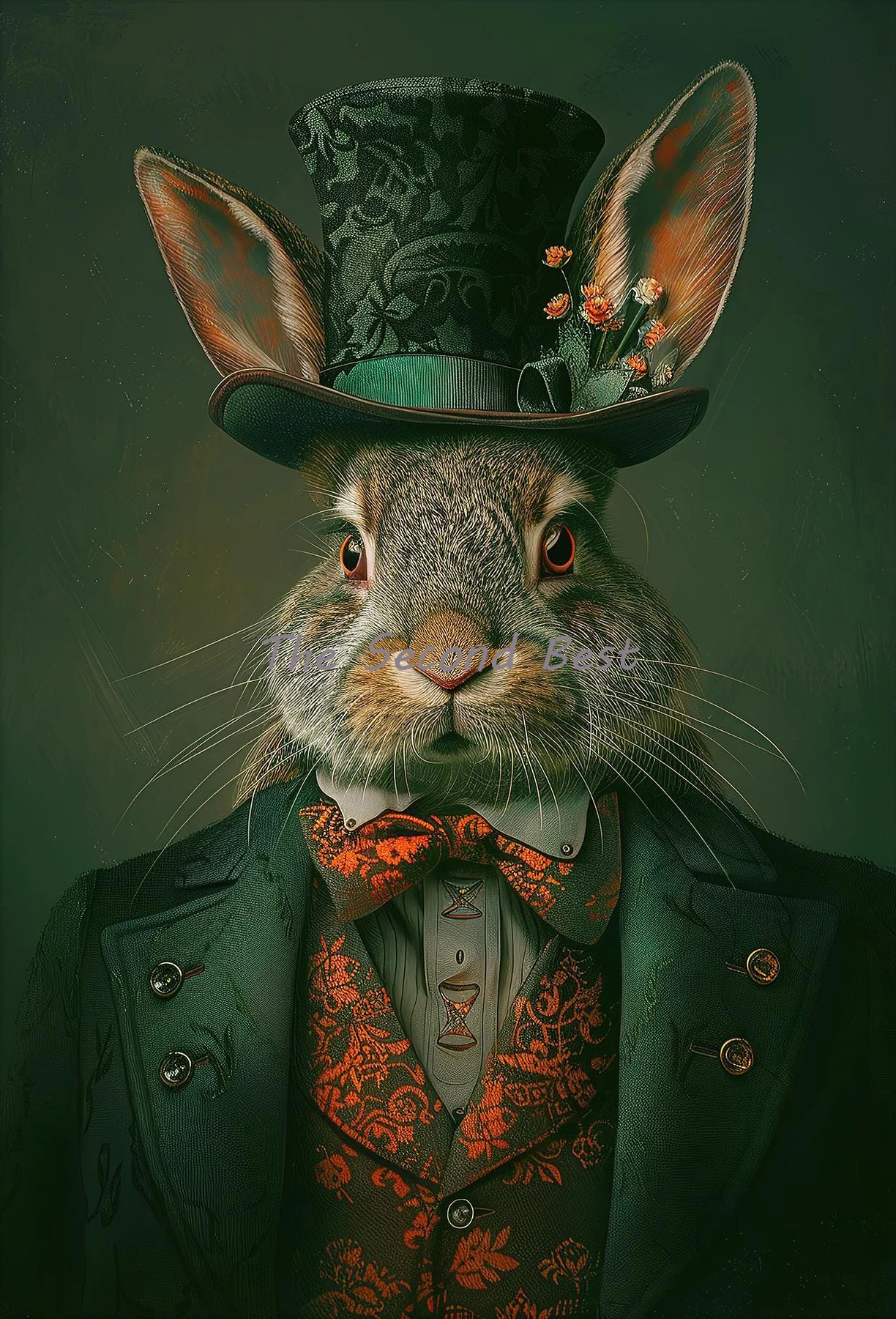 Винтажная картина с изображением лисы, павлина, оленя, Льва, зеленый плакат, печать на холсте, Настенная картина для комнаты, домашний декор, подарок