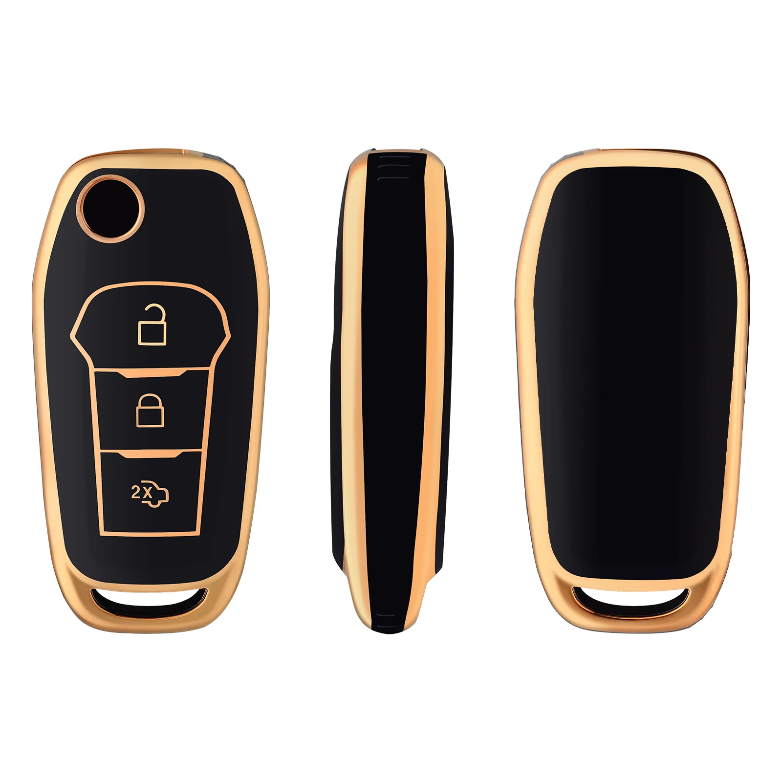 

Чехол для ключа для Ford Figo Mondeo 5 Ecosport Puma 20 Fiesta Mk8 Everest Ranger, 3 кнопки, ТПУ, автомобильный пульт дистанционного управления, чехол-брелок