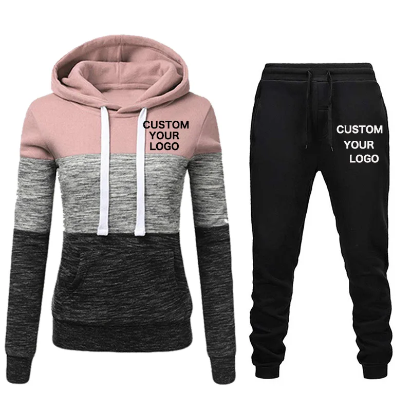 

2023 New Brand Tracksuit Women Pant 2 Piece Sets Woman Sportswear Fleece Thick Hoody+Pants Sport Suits Custom Logo Femme Outfits