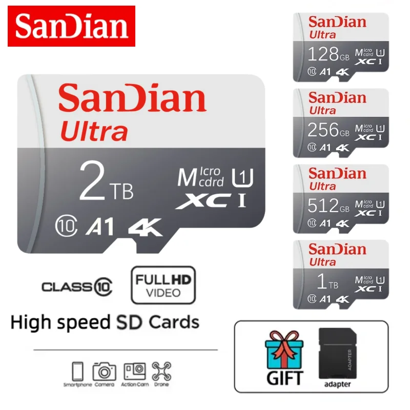 Оригинальная карта памяти Micro TF/SD 128 ГБ Tarjeta TF SD 256