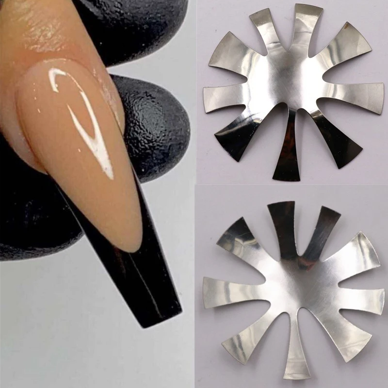 

V Line Nail Template French Nail Art Edge Cutter Stencil French Tips Smile Line Almond Shape Nail Art Tool Stainless Steel New